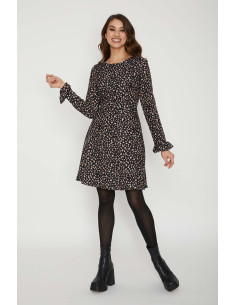 Vestido manga larga estampado bajo vuelo LYLU Modelo A2382104