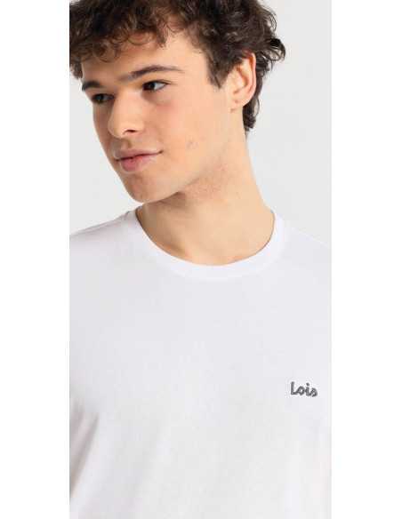 Camiseta manga corta blanca anagrama pequeño pecho LOIS Modelo 184383742