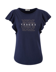 Camiseta manga corta volante anagrama pecho YES-ZEE