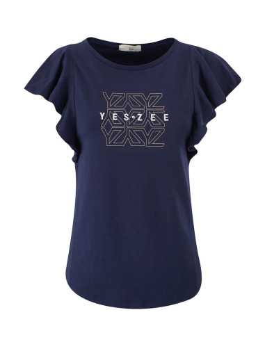Camiseta manga corta volante anagrama pecho YES-ZEE