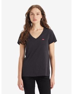 Camiseta manga corta negra cuello pico anagrama pequeño pecho LEVI'S Modelo 853410003