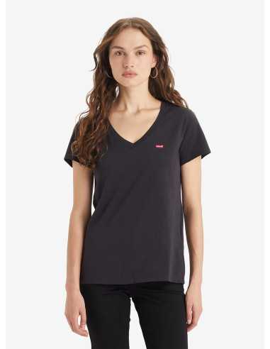 Camiseta manga corta negra cuello pico anagrama pequeño pecho LEVI'S Modelo 853410003