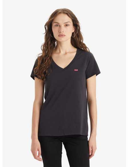 Camiseta manga corta negra cuello pico anagrama pequeño pecho LEVI'S Modelo 853410003