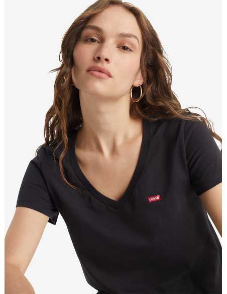 Camiseta manga corta negra cuello pico anagrama pequeño pecho LEVI'S Modelo 853410003