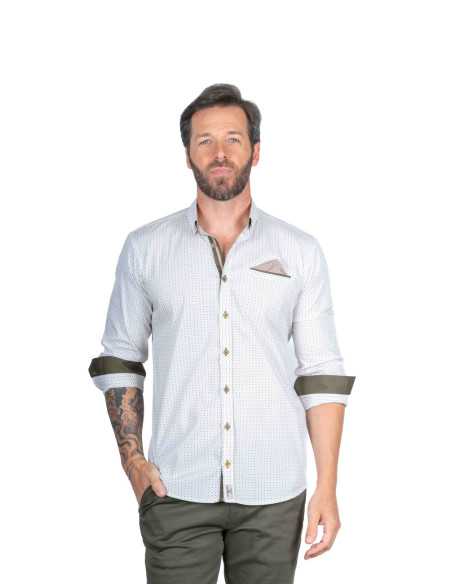 Camisa manga larga estampada circulos cortados YELLOW SKIN modelo 694