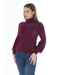 Suéter manga larga puño pelo lurex cuello vuelto YES-ZEE modelo M076-IS00