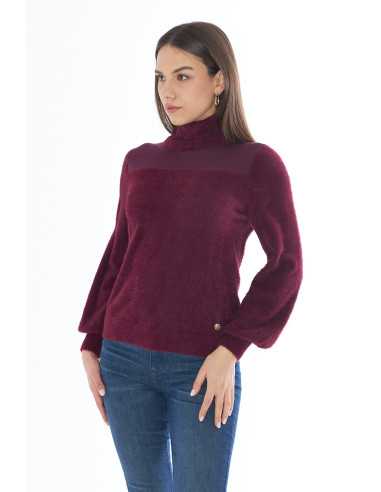 Suéter manga larga puño pelo lurex cuello vuelto YES-ZEE modelo M076-IS00