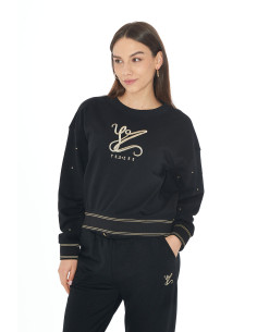 Sudadera cuello redondo letras brillo pedrería YES-ZEE modelo F002 - SN00