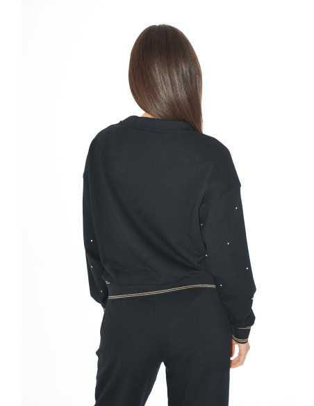 Sudadera cuello redondo letras brillo pedrería YES-ZEE modelo F002 - SN00