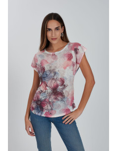Blusa manga corta estampada flores YES-ZEE modelo 1062 -T243/Y302