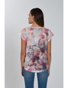 Blusa manga corta estampada flores YES-ZEE modelo 1062 -T243/Y302 2