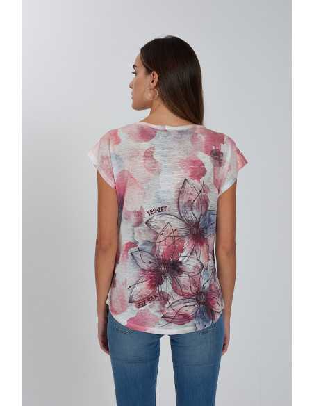 Blusa manga corta estampada flores YES-ZEE modelo 1062 -T243/Y302