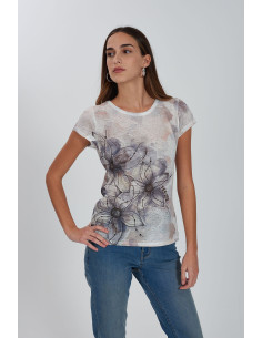 Blusa manga corta estampada flores YES-ZEE modelo 1063 - T236/Y302