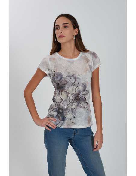 Blusa manga corta estampada flores YES-ZEE modelo 1063 - T236/Y302