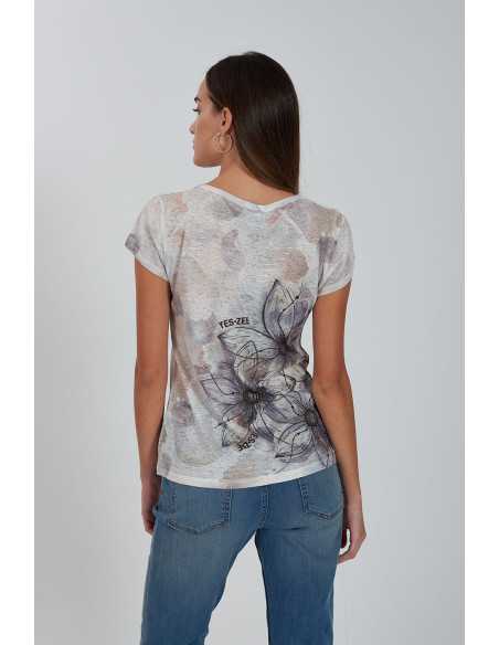 Blusa manga corta estampada flores YES-ZEE modelo 1063 - T236/Y302