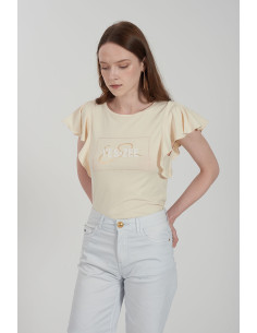 Camiseta sin mangas volantes hombros pedrería YES-ZEE modelo 1108 - T209/S700