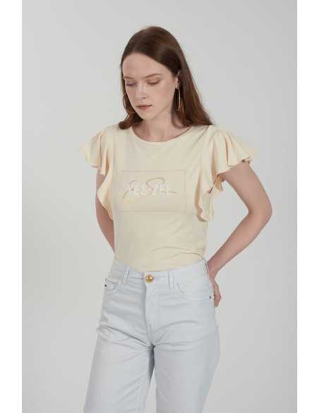 Camiseta sin mangas volantes hombros pedrería YES-ZEE modelo 1108 - T209/S700