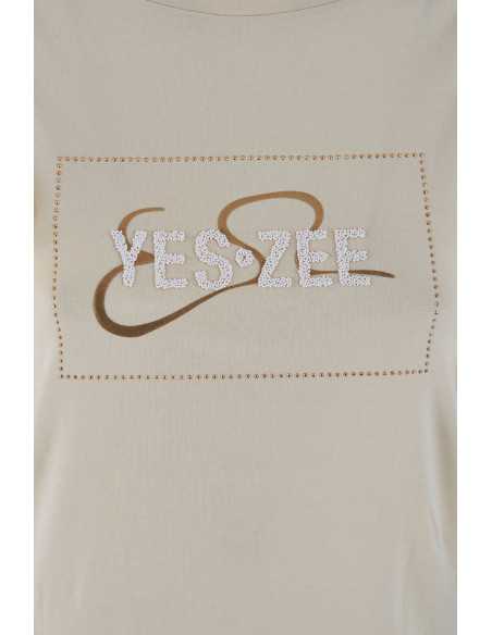 Camiseta sin mangas volantes hombros pedrería YES-ZEE modelo 1108 - T209/S700