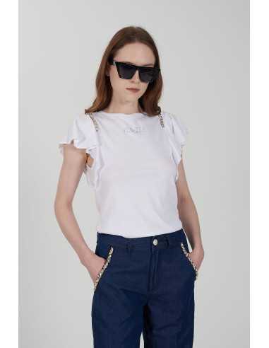 Camiseta mangas volantes pedrería hombros YES-ZEE modelo 1443 - T209/S100
