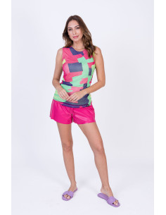 Blusa sin mangas estampado pedrería LYLU modelo S2540106
