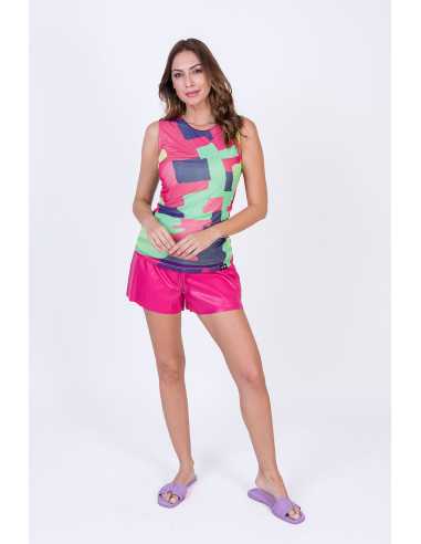 Blusa sin mangas estampado pedrería LYLU modelo S2540106