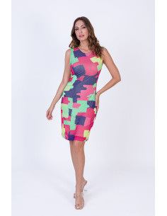 Vestido sin mangas estampado pedrería LYLU modelo S2561118