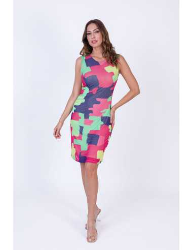 Vestido sin mangas estampado pedrería LYLU modelo S2561118