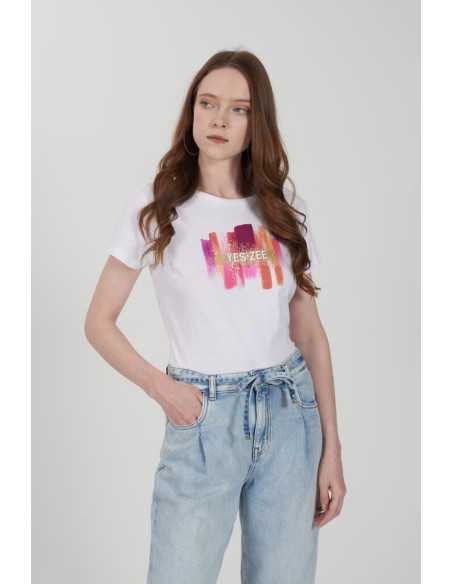 Camiseta manga corta dibujo pedrería YES-ZEE  modelo T222/T901