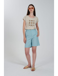 Camiseta manga corta dibujo pecho bordado YES-ZEE modelo T229/TQ00