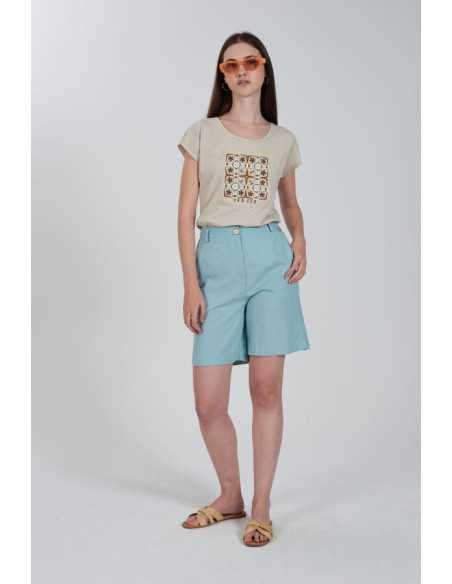 Camiseta manga corta dibujo pecho bordado YES-ZEE modelo T229/TQ00