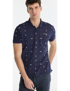 Polo manga corta pique estampado LOIS modelo 13304-3084 marino