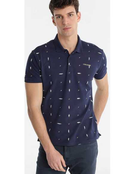 Polo manga corta pique estampado LOIS modelo 13304-3084 marino