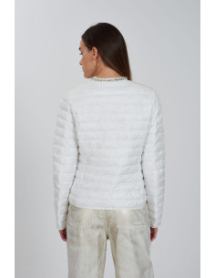 Cazadora pedrería cuello cremallera blanca YES-ZEE modelo G403/K500 2