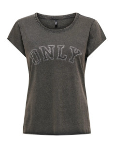 Camiseta manga corta letras pedrería ONLY modelo 15361937