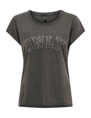 Camiseta manga corta letras pedrería ONLY modelo 15361937