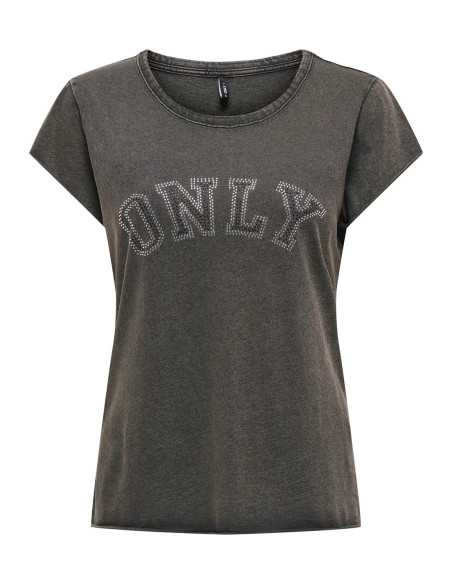 Camiseta manga corta letras pedrería ONLY modelo 15361937