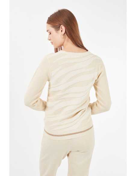 Suéter manga larga punto brillo ondas YES-ZEE modelo 1089 - M011/B100