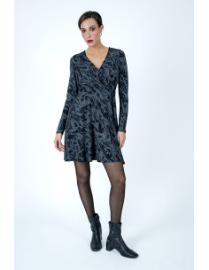 Vestido manga larga cruzado brillo LYLU modelo A2582139