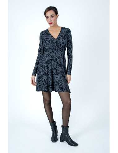 Vestido manga larga cruzado brillo LYLU modelo A2582139