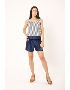 Blusa sin mangas rayas cuello olla LYLU modelo S2687121