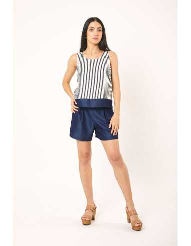 Blusa sin mangas rayas cuello olla LYLU modelo S2687121