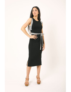 Vestido largo sin mangas rayas lados LYLU modelo S2661117