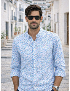 Camisa manga larga estampada cuello italiano YELLOW SKIN modelo 1242