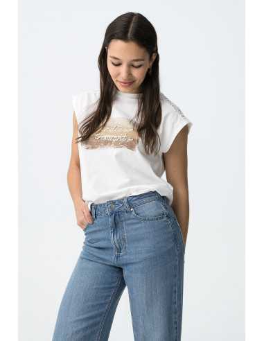 Camiseta manga corta calado hombros...