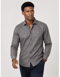 Camisa manga larga estampada cuello italiano YELLOW SKIN modelo 1456