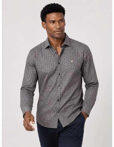 Camisa manga larga estampada cuello italiano YELLOW SKIN modelo 1456