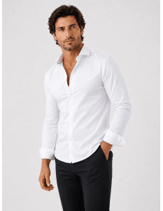 Camisa manga larga blanca lisa cuello italiano YELLOW SKIN modelo 8300