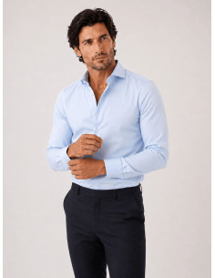 Camisa manga larga blanca lisa cuello italiano YELLOW SKIN modelo 8300 2