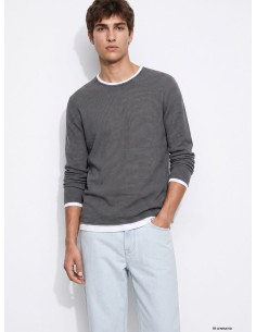 Suéter manga larga punto gris cuello color TIFFOSI modelo 10059036