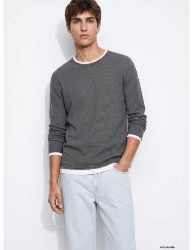 Suéter manga larga punto gris cuello color TIFFOSI modelo 10059036